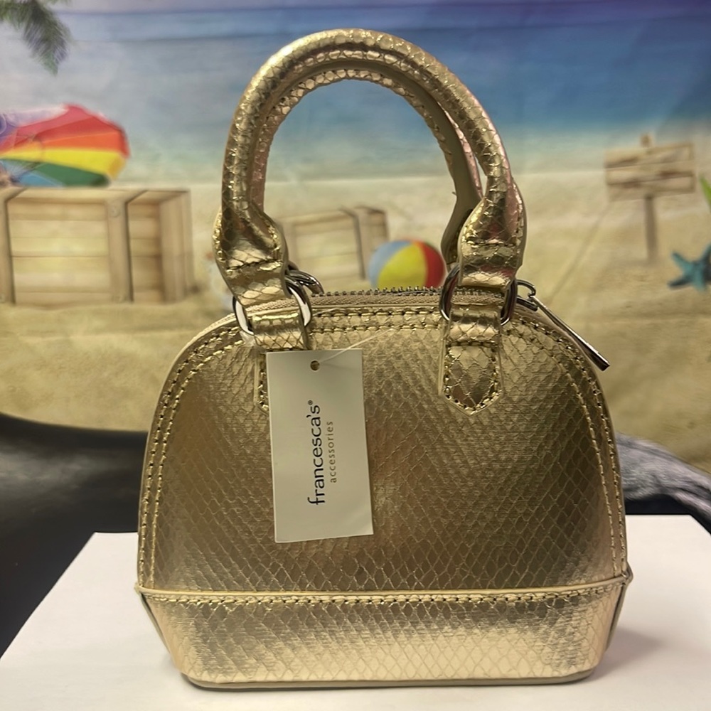 Brand new with tags Woman’s Francesca’s dome metallic mini bag.